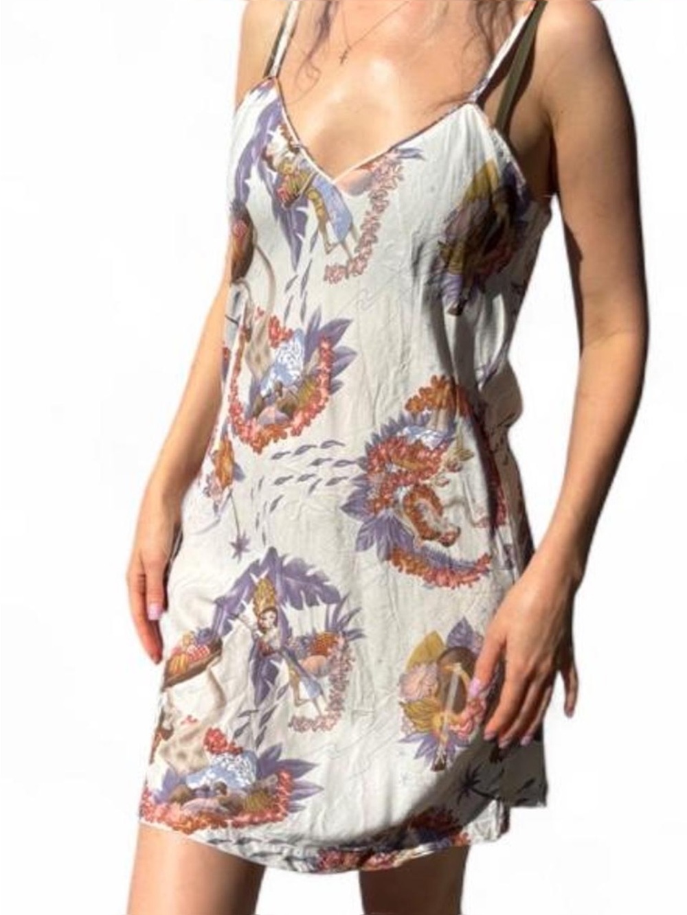 Hawaiian tropical island resort style spaghetti strap slip dress
